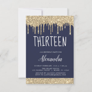 Invitation Parties scintillant Gold Sparkle 13e anniversaire