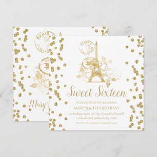 Invitation Parties scintillant Gold Sweet sixteen Paris Confe