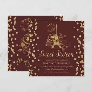 Invitation Parties scintillant Gold Sweet sixteen Paris Confe