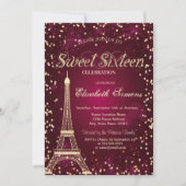 Invitation Parties scintillant Gold Tour Eiffel Diamants Roug (Devant)