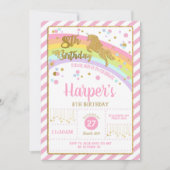 Invitation Parties scintillant Gold Unicorn 8e anniversaire I (Devant)