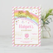 Invitation Parties scintillant Gold Unicorn 8e anniversaire I (Debout devant)