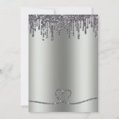 Invitation Parties scintillant goutte argent bébé pieds Baby  (Dos)