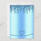 Invitation Parties scintillant goutte bleu bébé pieds Baby sh (Dos)