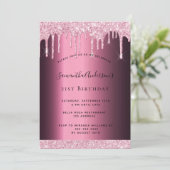 Invitation Parties scintillant goutte fête d'anniversaire vio (Debout devant)