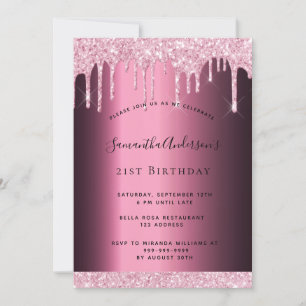 Invitation Parties scintillant goutte fête d'anniversaire vio
