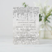 Invitation Parties scintillant gouttes argent gris nuptiale d (Debout devant)