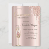 Invitation Parties scintillant gouttes Champagne Glass Quince (Devant)