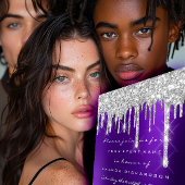 Invitation Parties scintillant gouttes d'argent violet nuptia