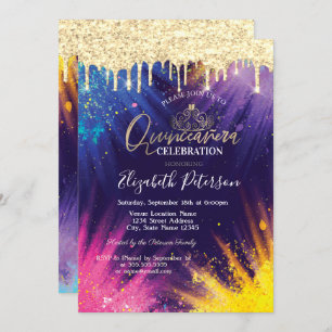 Invitation Parties scintillant gouttes d'eau de l'aquarelle Q