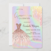 Invitation Parties scintillant gouttes robe Holographique Qui (Devant)