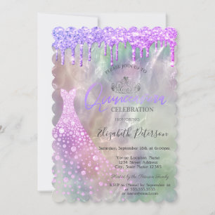 Invitation Parties scintillant gouttes robe Holographique Qui
