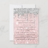 Invitation Parties scintillant gouttes Rose argent  douce 16e (Devant)