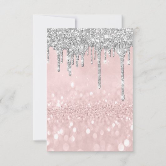 Invitation Parties scintillant gouttes Rose argent  douce 16e (Dos)