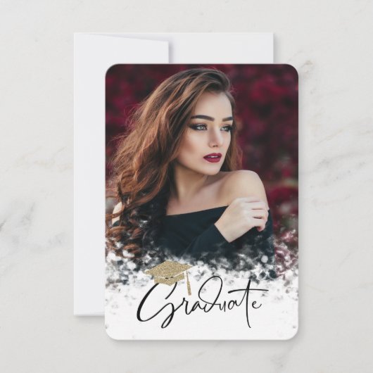 Invitation Parties scintillant Graduation Cap Photo Graduatio (Devant)