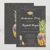 Invitation Parties scintillant Grand Casquette, Confetti, Vin (Devant / Derrière)