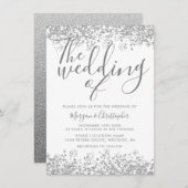 Invitation Parties scintillant gris argent Élégant Mariage mo (Devant / Derrière)