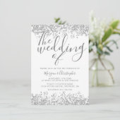 Invitation Parties scintillant gris argent Élégant Mariage mo (Debout devant)