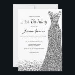 Invitation Parties scintillant gris argent femmes 21e fête d'<br><div class="desc">Parties scintillant gris argent femmes 21e anniversaire Invitation de fête Voir les articles correspondants dans la niche et le magasin de nid</div>
