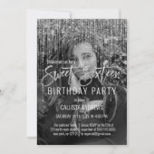 Invitation Parties scintillant gris argent Fringe Photo Sweet (Devant)