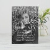 Invitation Parties scintillant gris argent Fringe Photo Sweet (Debout devant)