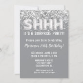 Invitation Parties scintillant gris argent Surprise fête d'an (Devant)