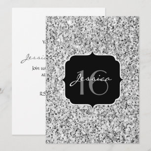 Invitation Parties scintillant gris argenté brillant doux 16