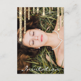 Invitation Parties scintillant Gris or  gouttes Anniversaire 