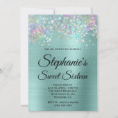 Invitation Parties scintillant Holo Pale Turquoise Sweet sixt (Devant)