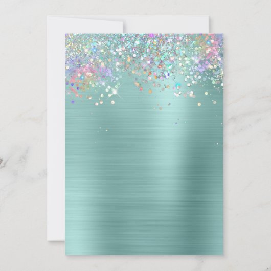 Invitation Parties scintillant Holo Pale Turquoise Sweet sixt (Dos)