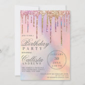 Invitation Parties scintillant holographique arc-en-ciel Drit (Devant)