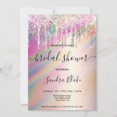 Invitation Parties scintillant Holographique Arc-En-Ciel : Fê (Devant)