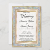 Invitation Parties scintillant holographique en argent Mariag (Devant)