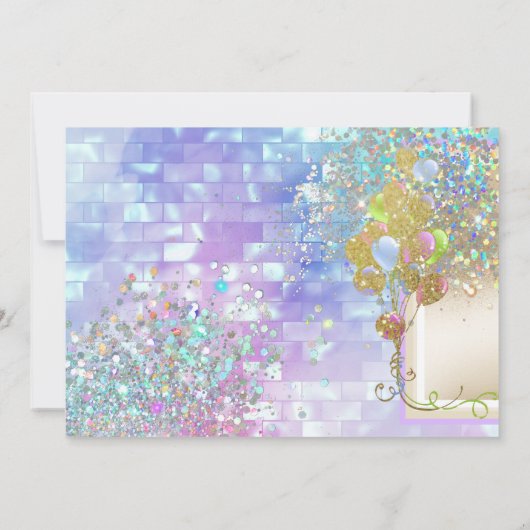 Invitation Parties scintillant holographique en or rose confe (Dos)