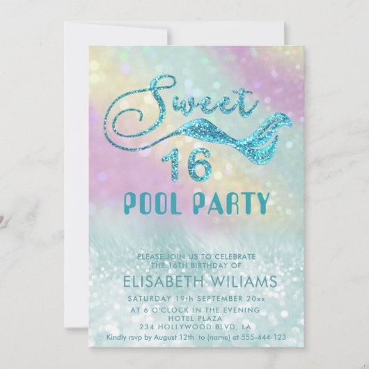 Invitation Parties scintillant holographique mermaid (Devant)