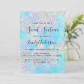 Invitation Parties scintillant holographique Opal Iridescente (Debout devant)