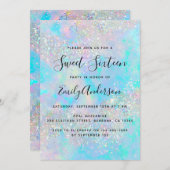Invitation Parties scintillant holographique Opal Iridescente (Devant / Derrière)
