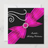 Invitation Parties scintillant Hot rose Diamond Bow Noir Anni (Devant)