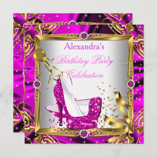 Invitation Parties scintillant Hot rose High Talon Chaussures (Devant / Derrière)