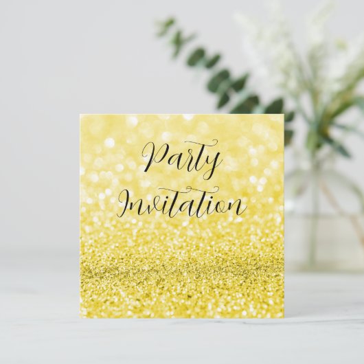 Invitation Parties scintillant jaune Bokeh & Stilettos Annive (Debout devant)