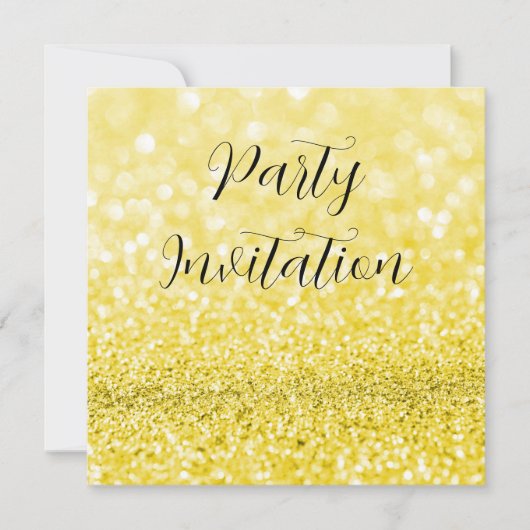 Invitation Parties scintillant jaune Bokeh & Stilettos Annive (Devant)