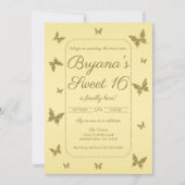 Invitation Parties scintillant jaune et or Papillon doux 16 P (Devant)