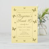 Invitation Parties scintillant jaune et or Papillon doux 16 P (Debout devant)