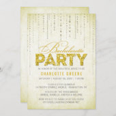 Invitation Parties scintillant Jaune Look Bachelorette Party  (Devant / Derrière)