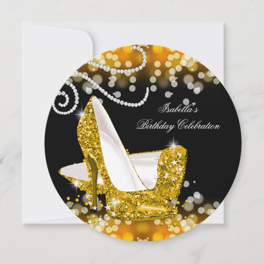 Invitation Parties scintillant Jaune Or Haut talons Diamants  (Devant)