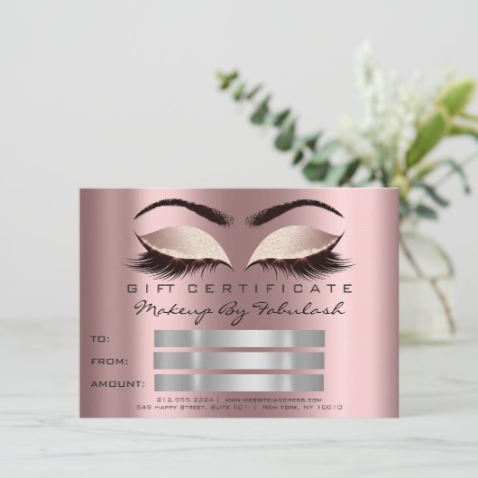 Invitation Parties scintillant Lashes Gold Mauve certificat d (Debout devant)