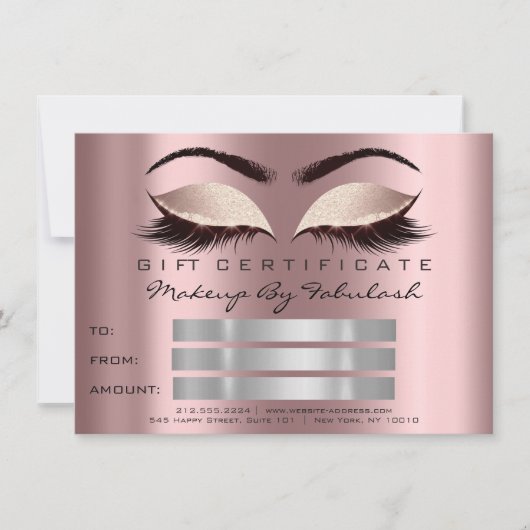 Invitation Parties scintillant Lashes Gold Mauve certificat d (Devant)