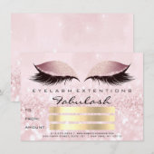 Invitation Parties scintillant Lashes Gold Pink maquillage ce (Devant / Derrière)