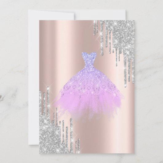 Invitation Parties scintillant, Lavander robe Rose Gold Sweet (Dos)