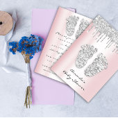 Invitation Parties scintillant Lavettes rose Gris Bébé Fille